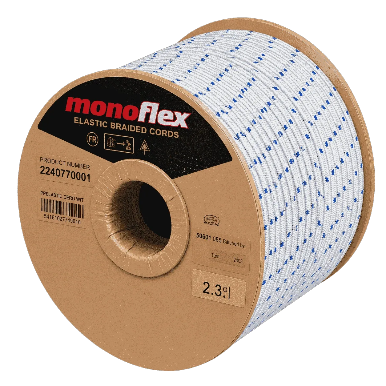 Expanderseil | SW50025 | Ansicht 1 Expanderseil 6 mm Weiß · Blau gefleckt 100 Meter · Monoflex Polypropylen – Produktabbildung 1