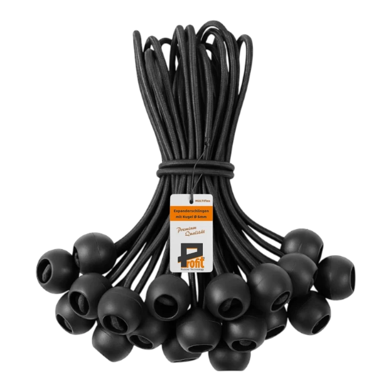Expanderschlinge | SW10008 | Ansicht 1 Gummispanner mit Kugel 250 mm schwarz 25 Stück pro VE – Produktabbildung 1