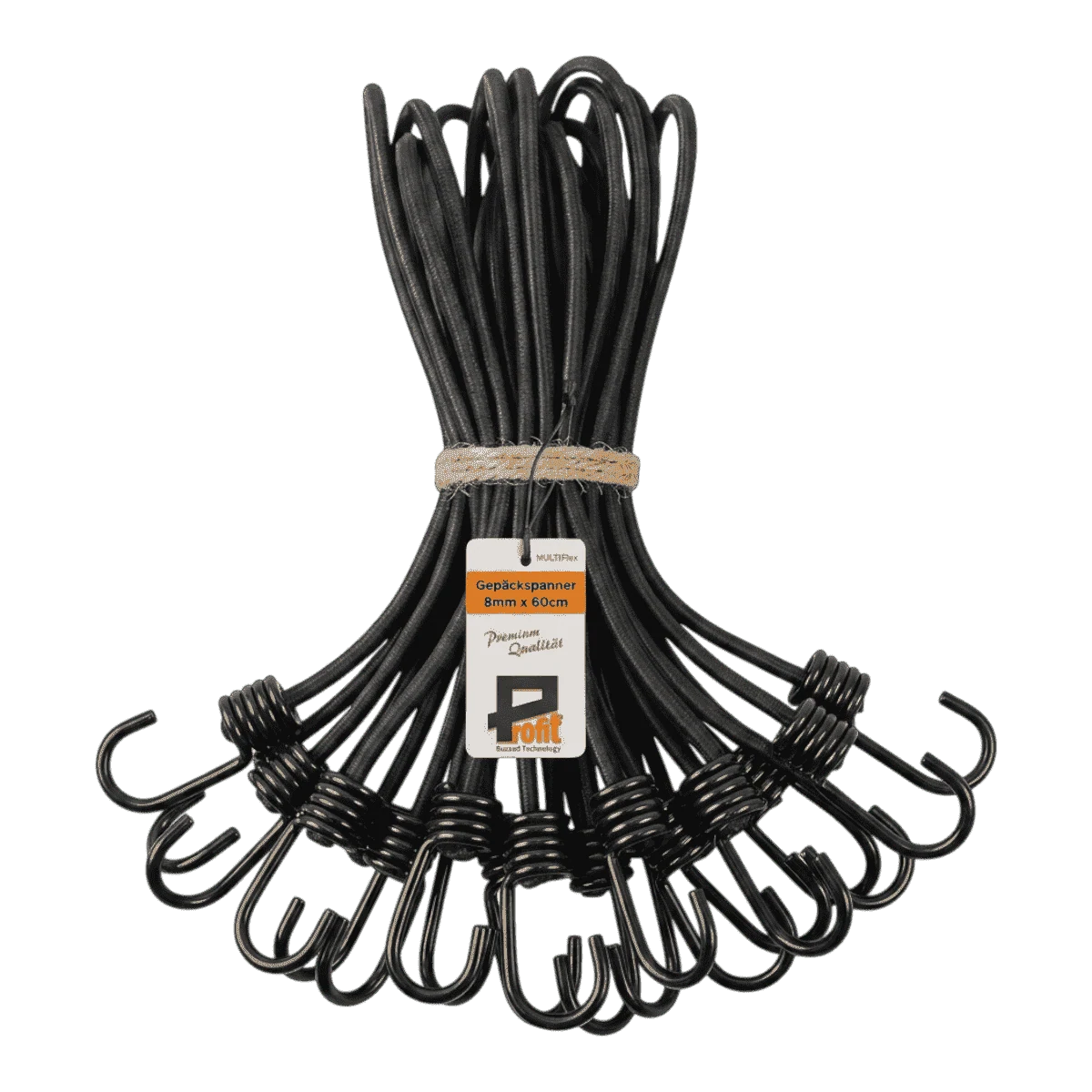 Expanderschlinge | SW10016 | Ansicht 1 Spanngummis 250 mm schwarz Spiralhaken 25 Stück – Produktabbildung 1