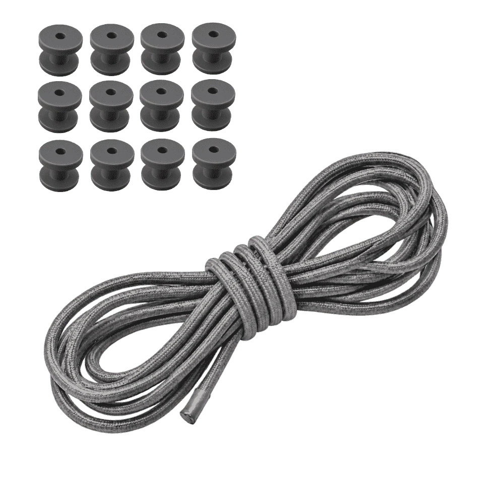 Konfektionsset | SWZSK023 | Ansicht 1 Planenseil-Set 6 mm · 10 m Grau · 12 Rundknöpfe – Produktabbildung 1