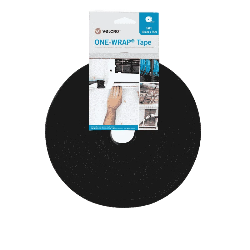 ONE-WRAP® Klettband | VEL-OW64101 | Ansicht 1 Klettband ONE-WRAP® 10 mm x 25 m auf Rolle Schwarz – Produktabbildung 1