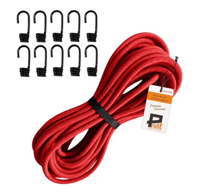 Expanderseil-Set 8 mm · 10 m Rot · 10 Spiralhaken – Produktabbildung 1