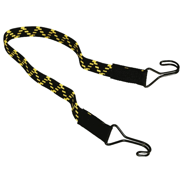 Flachbandgummi 2 Haken 60 cm Gelb Schwarz 10 Stück pro VE – Produktabbildung 1