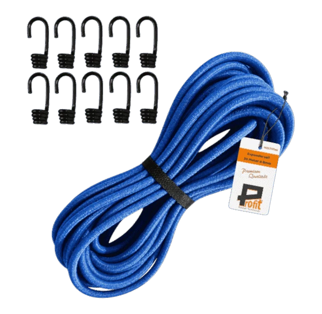 Konfektionsset | SWZSK009 | Ansicht 1 Expanderseil-Set 8 mm · 10 m Blau · 10 Spiralhaken – Produktabbildung 1