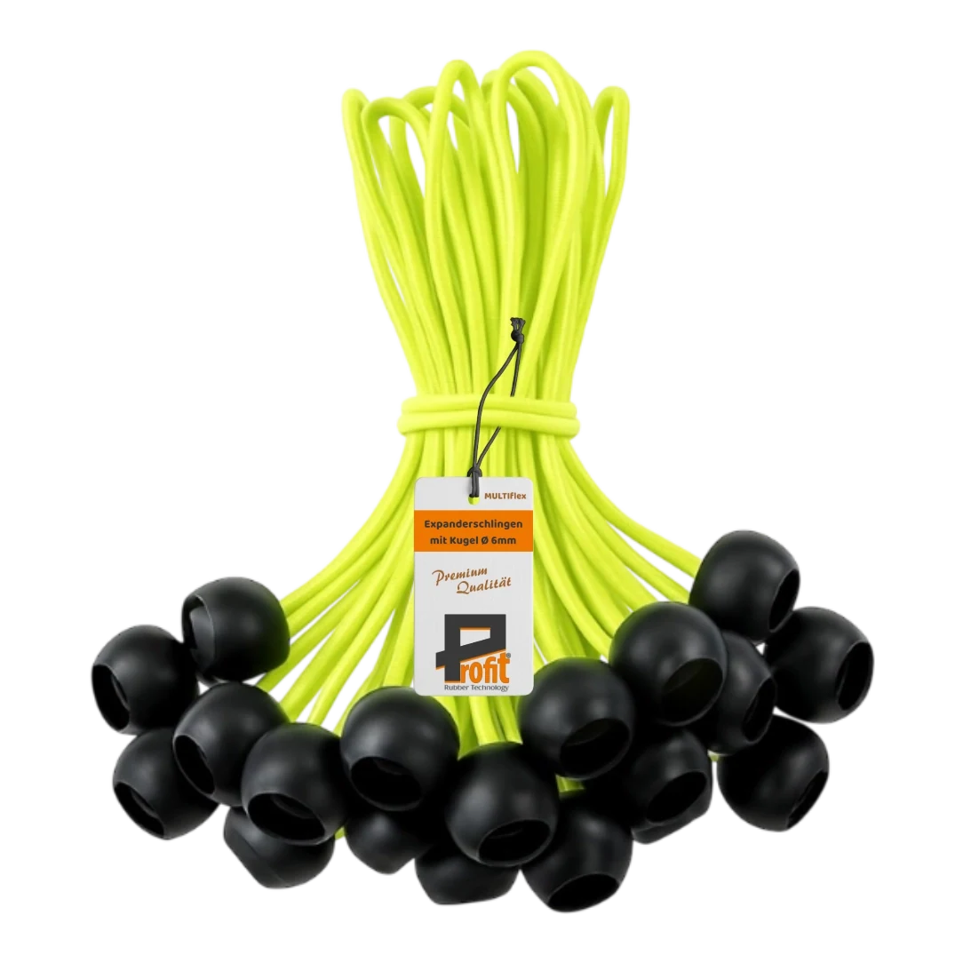 Expanderschlinge | PR1032 | Ansicht 1 Expanderschlingen mit Kugel 250 mm Neongelb 25 Stück – Produktabbildung 1