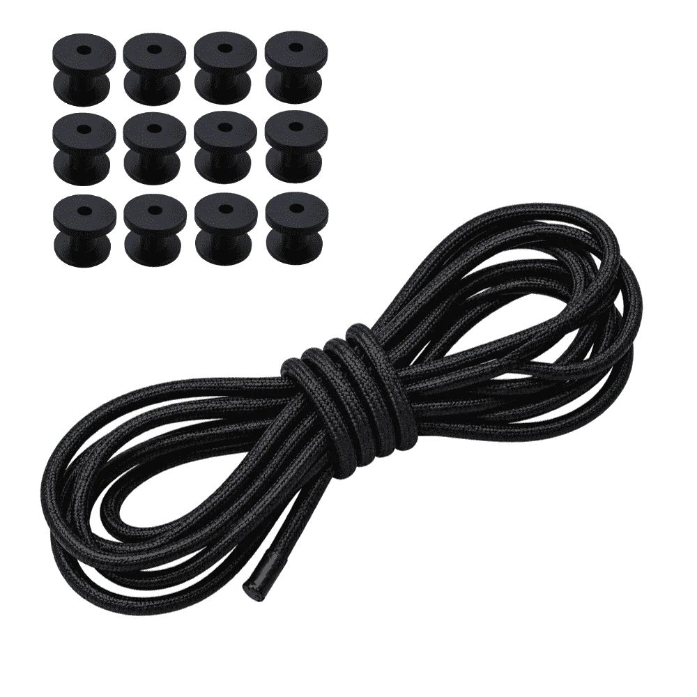 Konfektionsset | SWZSK021 | Ansicht 1 Planenseil-Set 6 mm · 10 m Schwarz · 12 Rundknöpfe – Produktabbildung 1