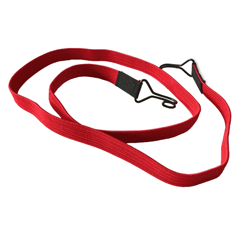 Expander mit zwei Endstücken | SW100176 | Ansicht 1 Flachbandgummi 2 extra starken Doppelhaken Rot 150 cm 10 Stück pro VE – Produktabbildung 1