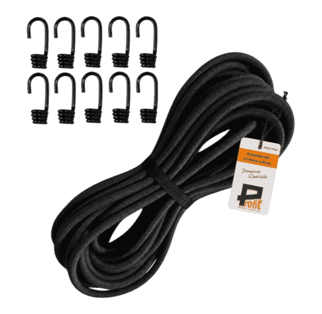 Expanderseil-Set 8 mm · 10 m Schwarz · 10 Spiralhaken – Produktabbildung 1