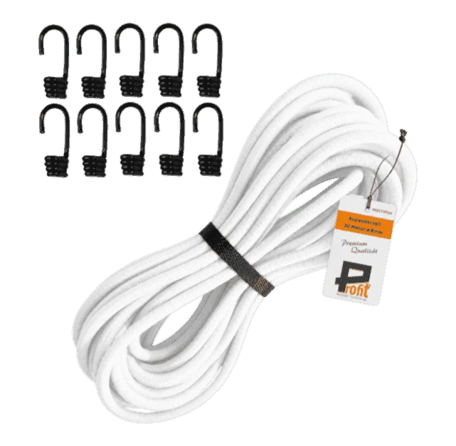 Konfektionsset | SWZSK008 | Ansicht 1 Expanderseil-Set 8 mm · 10 m Weiß · 10 Spiralhaken – Produktabbildung 1