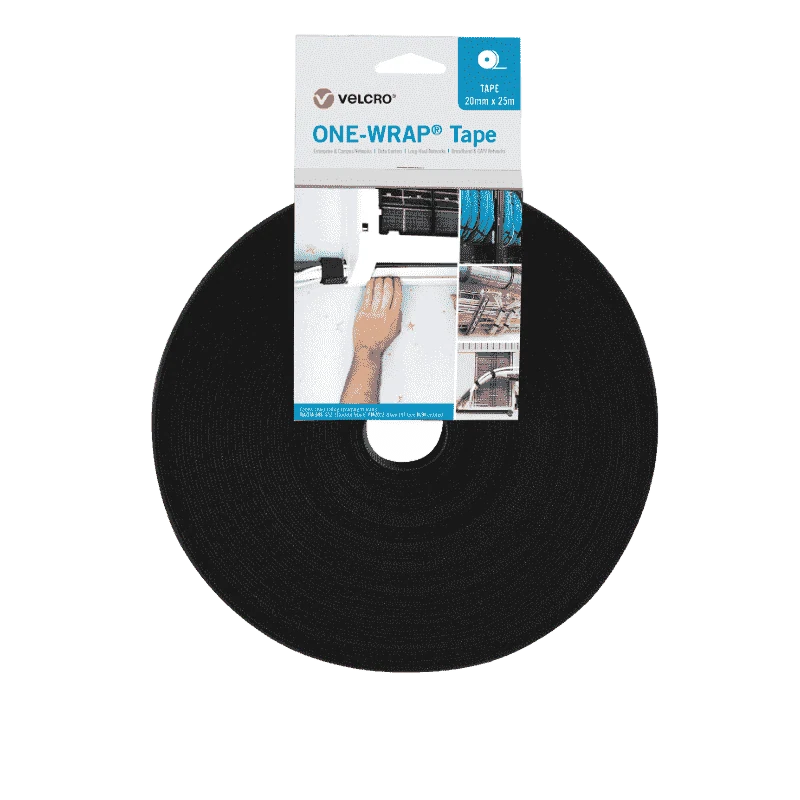 ONE-WRAP® Klettband | VEL-OW64140 | Ansicht 1 Klettband ONE-WRAP® 20 mm x 25 m auf Rolle Schwarz – Produktabbildung 1