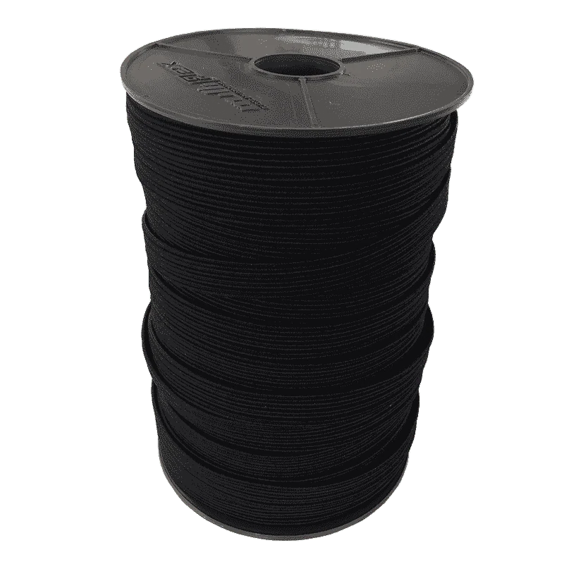 Flachbandgummi | SW25310 | Ansicht 1 Flachbandgummi · Gummiband 16,5 mm · 3 mm |100 m Rollenware Schwarz Multiflex PP – Produktabbildung 1