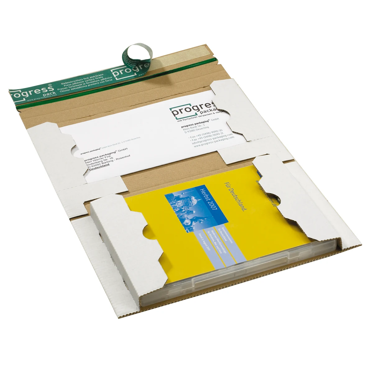 DVD-Mailer aus Wellpappe in weiß | PP004.01 | Ansicht 1 DVD-Mailer aus Wellpappe in weiß – Produktabbildung 1