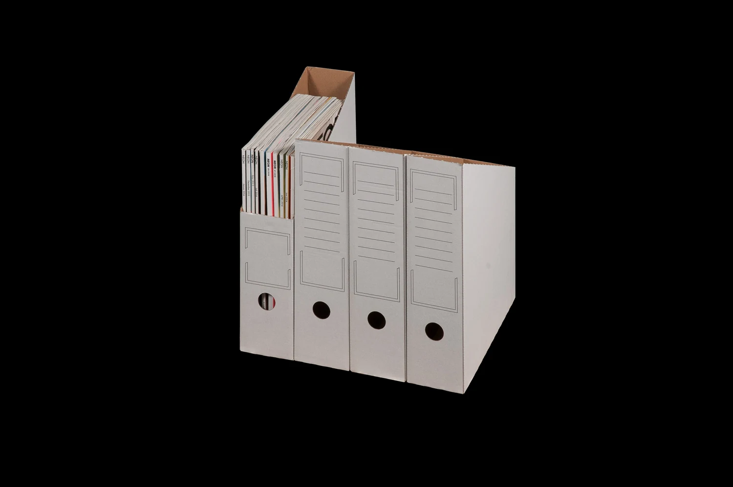 Archiv-stehsammler, 260x75x515mm – Kartons für Transport und Aufbewahrung – Ansicht 1 Serienabbildung zu Archiv-stehsammler, 260x75x515mm – Ansicht 1