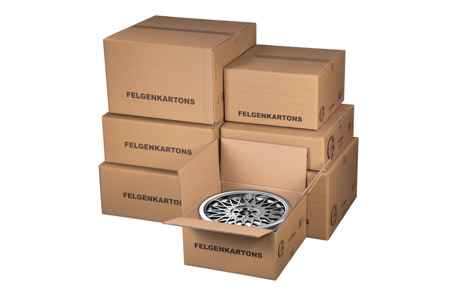 Felgenversandkarton, 470x470x265mm – Fahrzeugzubehör passend verpacken – Ansicht 1 Serienabbildung zu Felgenversandkarton, 470x470x265mm – Ansicht 1