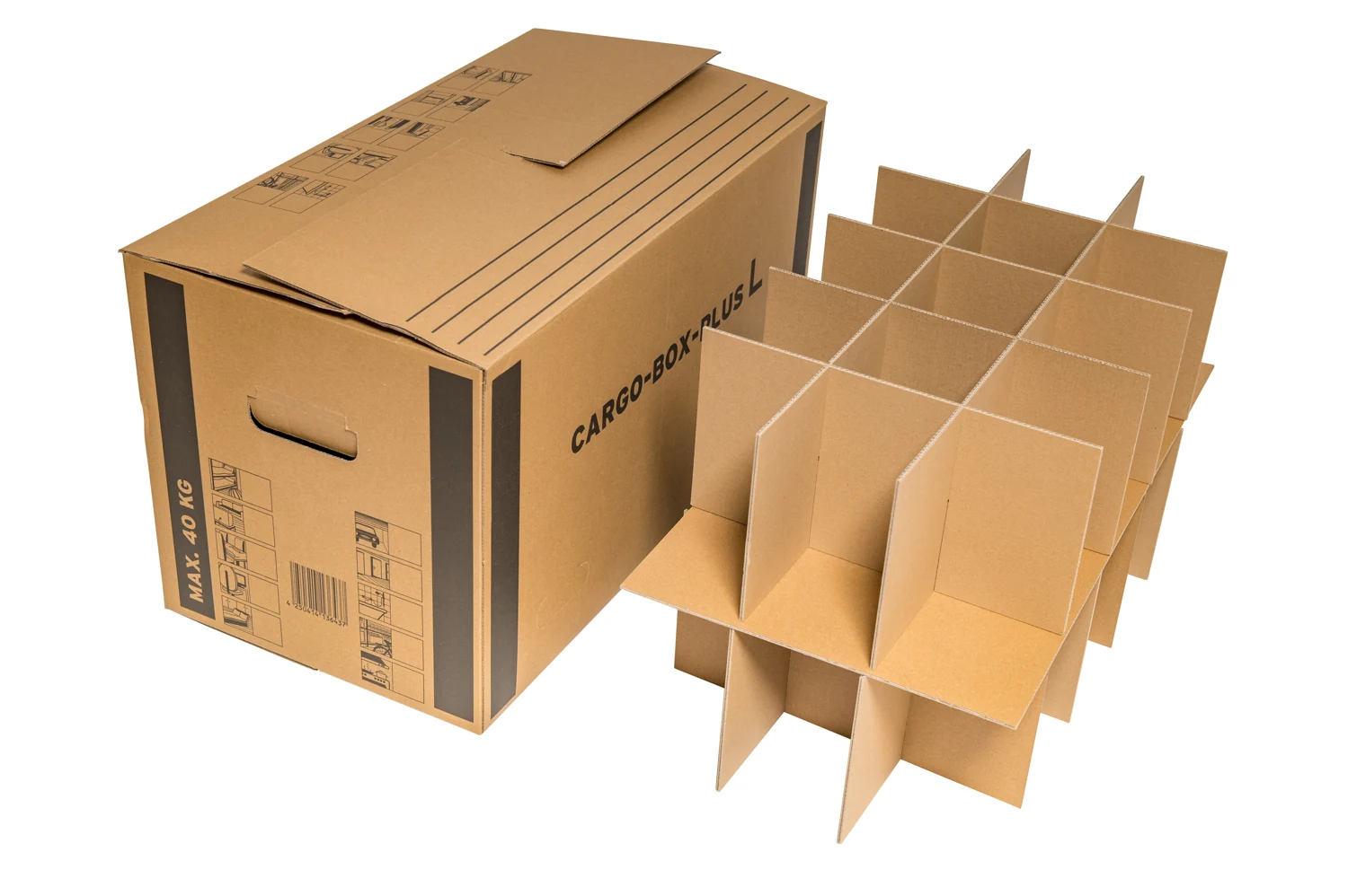 Produktabbildung zu Gläserkarton, 64x34x36cm – Ansicht 1