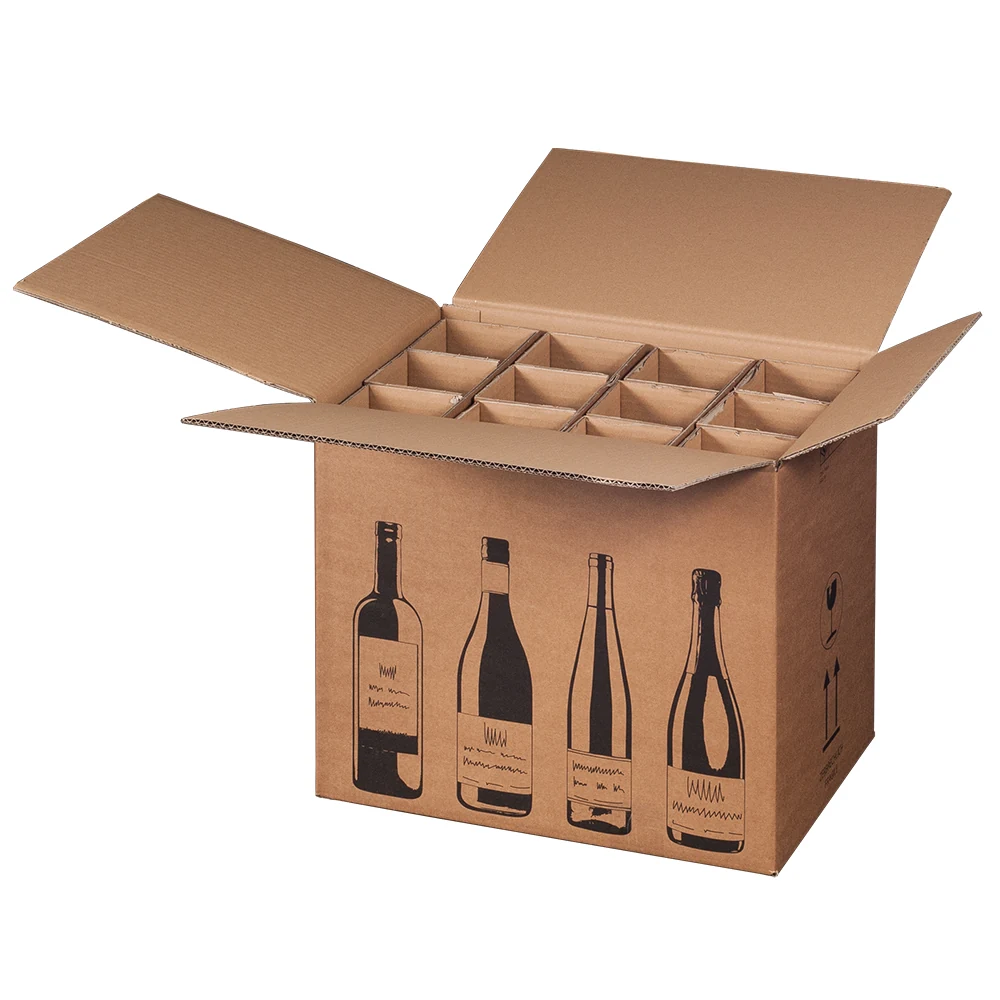 Versandkarton f. 12er Flaschen, 420x305x368mm – Flaschen und Getränke passend verpacken – Ansicht 1 Produktabbildung zu Versandkarton f. 12er Flaschen, 420x305x368mm – Ansicht 1