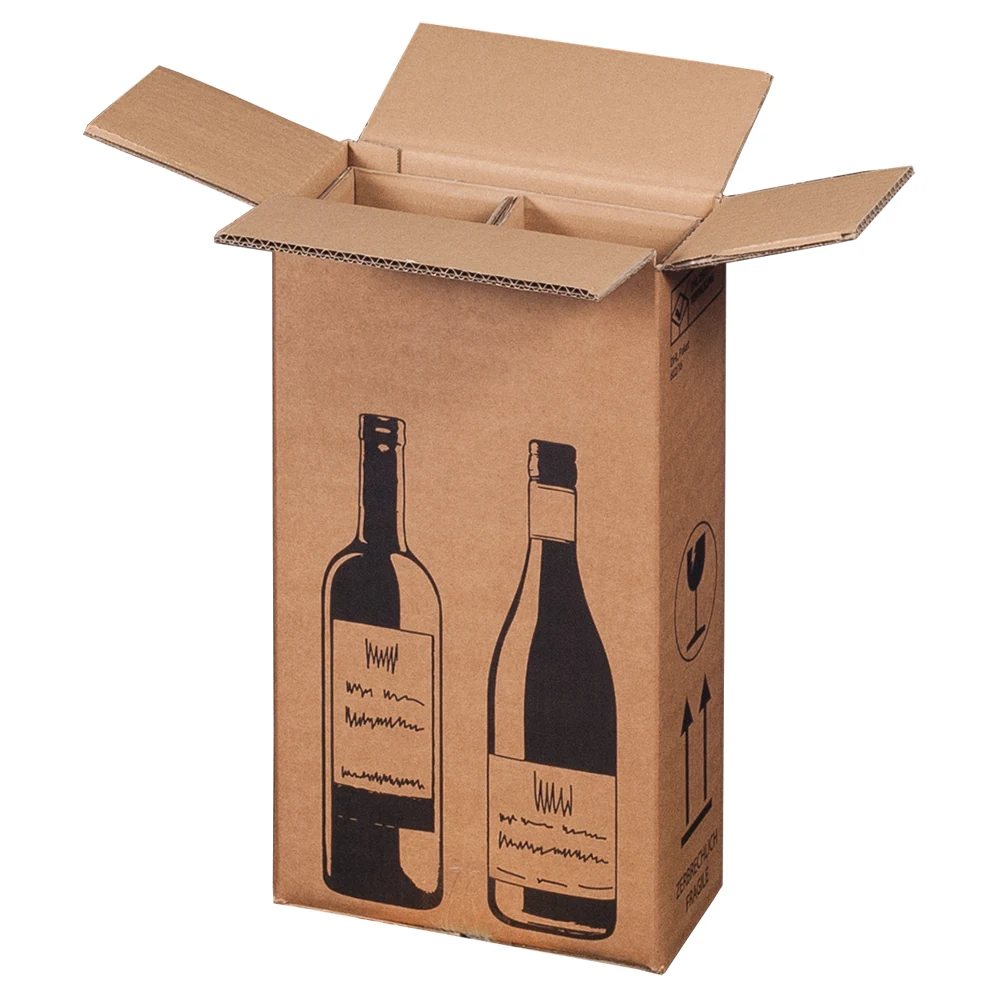Versandkarton f. Flaschen, 204x108x368mm – Flaschen und Getränke passend verpacken – Ansicht 1 Produktabbildung zu Versandkarton f. Flaschen, 204x108x368mm – Ansicht 1