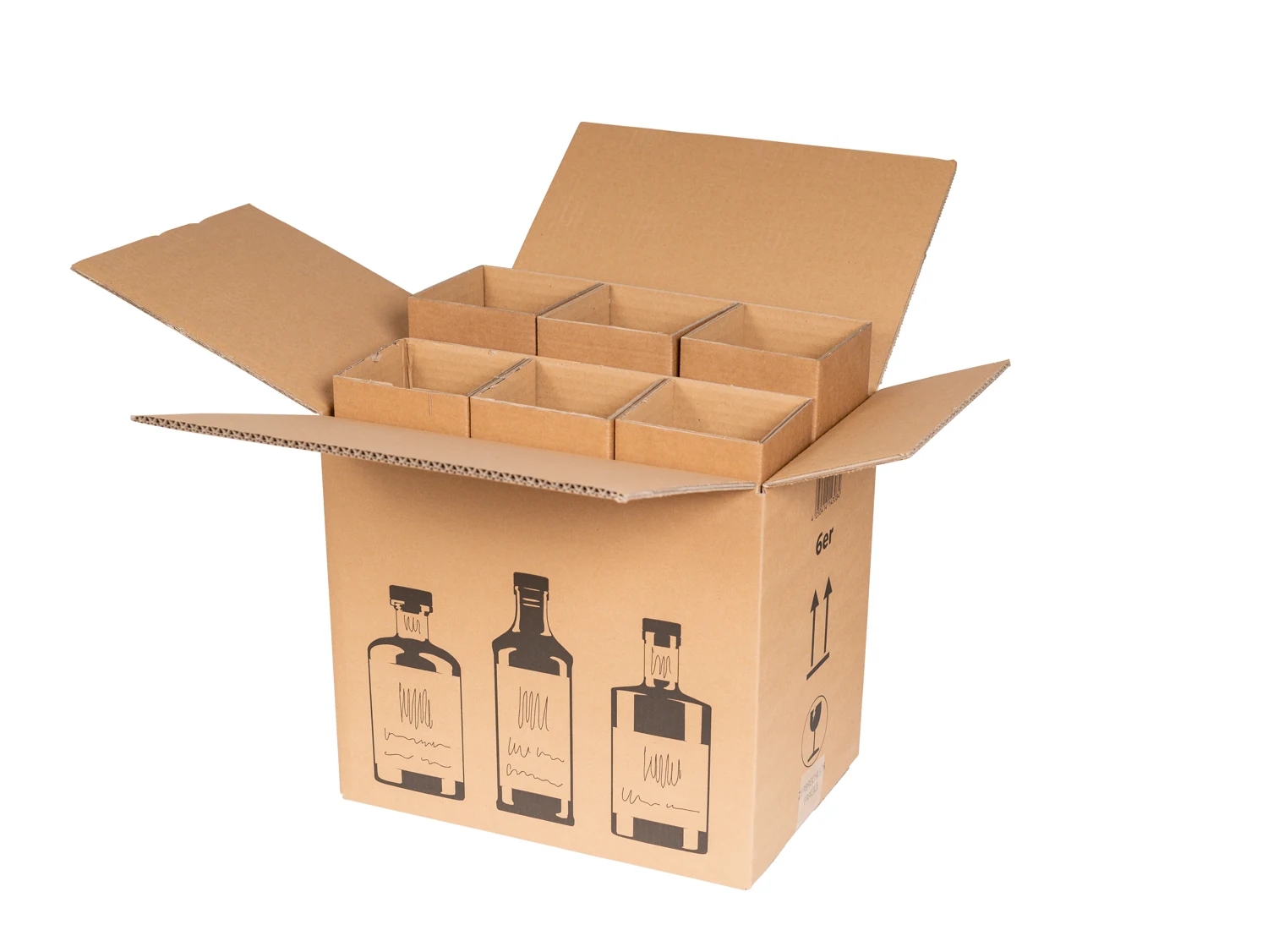 Versandkarton f. Gin, 326x226x278mm – Flaschen und Getränke passend verpacken – Ansicht 1 Produktabbildung zu Versandkarton f. Gin, 326x226x278mm – Ansicht 1