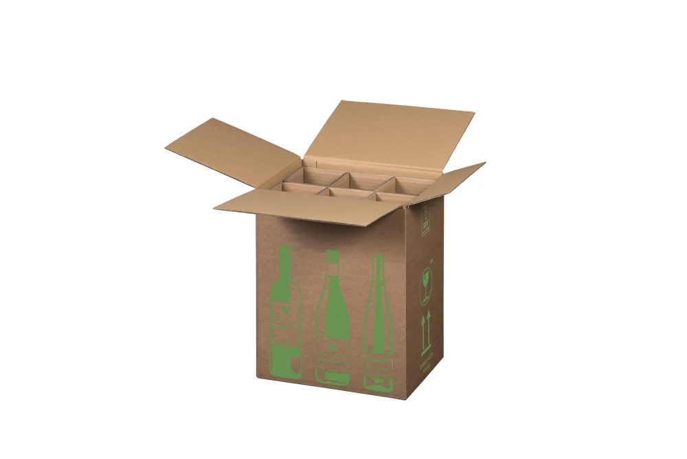 Faltkarton für 6er Flaschen, 305x212x368mm – Produktabbildung 1