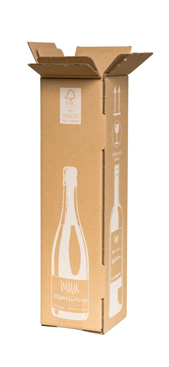 Stanzzuschnitt für 1 Flasche, 105x105x420mm – Produktabbildung 1