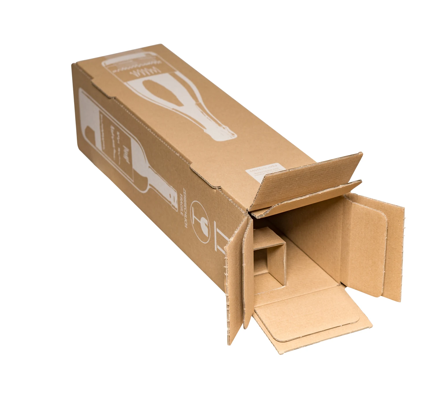 Stanzzuschnitt für 1 Flasche, 105x105x420mm – Produktabbildung 2